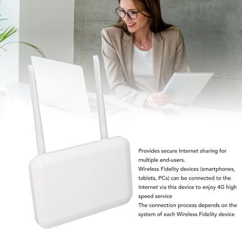 4G LTE CPE Router, 300Mbps Router with 2 Antennas, SIM Card Slot, LAN Port, Battery Power for Europe, Asia, Africa (US Plug) in Kuwait
