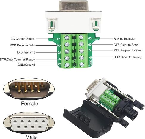 DB9 Female RS232 Breakout Terminal Adapter with Screw Nuts Case in Kuwait