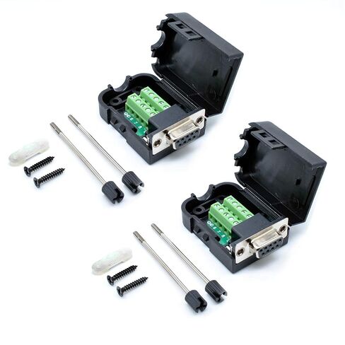 2PCS DB9 Female Screw Terminal Breakout Adapter, Solderless D-Sub 9 Pin RS232 Serial Port Terminal Block with Case in Kuwait
