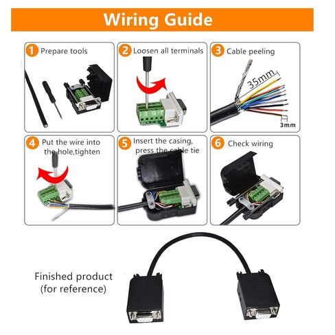 2PCS DB9 Female Screw Terminal Breakout Adapter, Solderless D-Sub 9 Pin RS232 Serial Port Terminal Block with Case in Kuwait