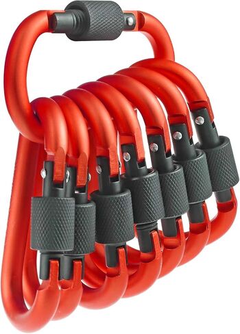 10 Pack 2.3Inch Aluminum D Ring Key Rings Hiking Clips Locking Carabiner for Hiking Camping Fishing and Outdoor Use，Clips with Screw Gate Multicolored in Kuwait