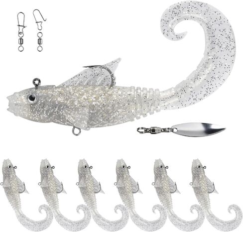5in Pre-Rigged Curly Tail Swimbaits with Hidden Hook & Loop for Bass in Saudi Arabia