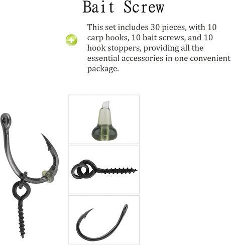 30 Pcs Carp Fishing Ronnie Rig Hook Bait Stoppers and Screws Terminal Tackle Set for Easy Bait Connection Carp Fishing Accessories Equipment Kit in Saudi Arabia