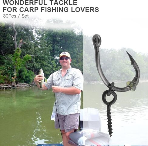 30 Pcs Carp Fishing Ronnie Rig Hook Bait Stoppers and Screws Terminal Tackle Set for Easy Bait Connection Carp Fishing Accessories Equipment Kit in Saudi Arabia
