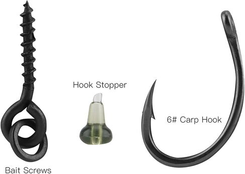 30 Pcs Carp Fishing Ronnie Rig Hook Bait Stoppers and Screws Terminal Tackle Set for Easy Bait Connection Carp Fishing Accessories Equipment Kit in Saudi Arabia