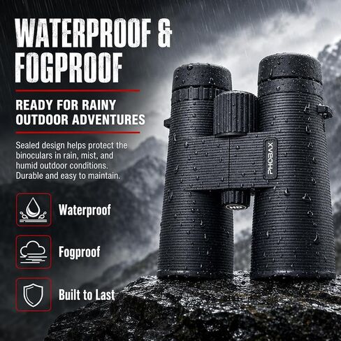 10x42 HD Binoculars for Adults, Professional Waterproof Compact Binoculars with Large Objective Lens, Center Focus, Lightweight Outdoor Binoculars for Bird Watching, Hunting, Hiking, Camping, Travel in Kuwait