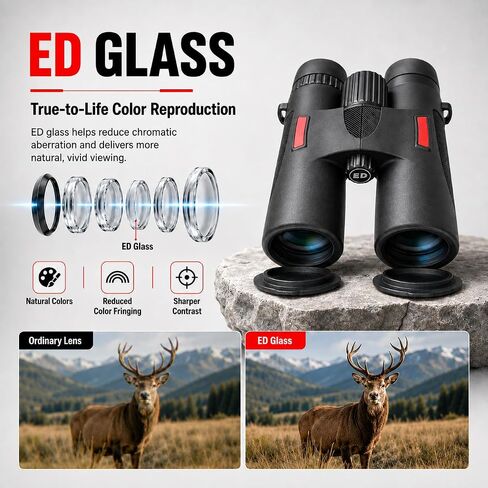 10x42 ED Binoculars for Adults, Compact Waterproof Binoculars with 42mm Objective Lens for Bird Watching, Cruise Ship, Travel and Concerts in Kuwait