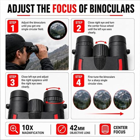 10x42 ED Binoculars for Adults, Compact Waterproof Binoculars with 42mm Objective Lens for Bird Watching, Cruise Ship, Travel and Concerts in Kuwait