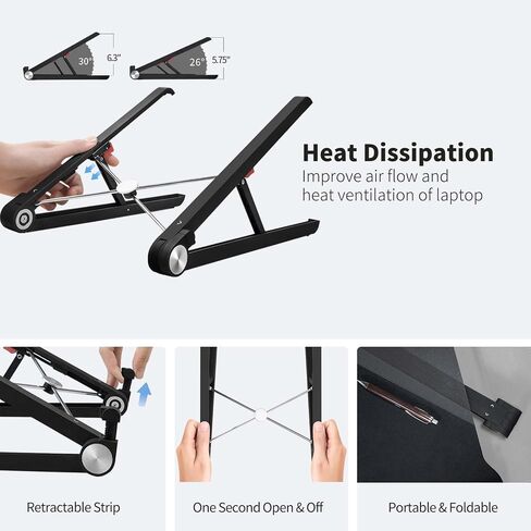 Portable Laptop Stand for MacBook pro 14 inch 2025 Laptop for Desk,Made of Reinforced Nylon, 304 Stainless Steel and Silicone in Kuwait