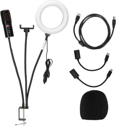 USB Microphone RGB Fill Light Kit with OneKey Mute for Podcast in Kuwait
