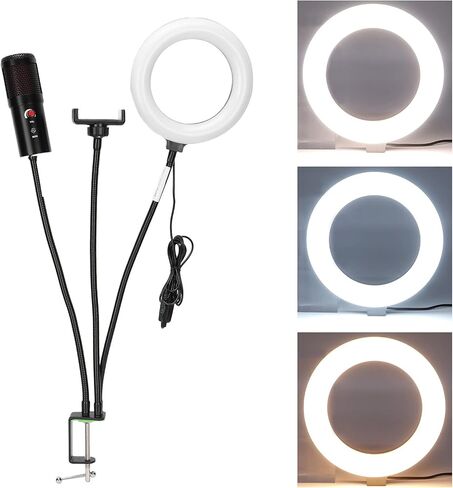 USB Microphone RGB Fill Light Kit with OneKey Mute for Podcast in Kuwait