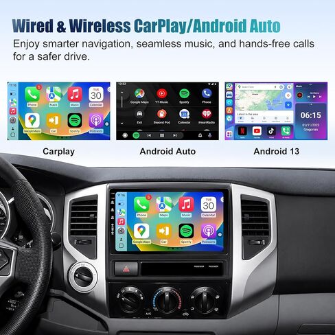 Android 13 4Core 64G Upgrade Car Radio Stereo for Toyota Tacoma 2005-2015 with CarPlay & Android Auto Head Unit, 9" QLED IPS Touchscreen/GPS Navigation/HD Backup Camera/SWC/FM in Saudi Arabia