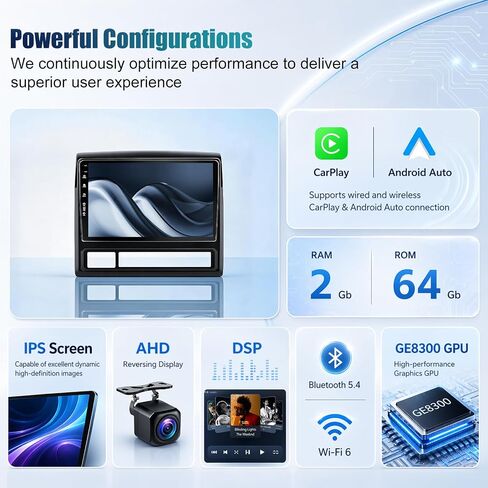 Android 13 4Core 64G Upgrade Car Radio Stereo for Toyota Tacoma 2005-2015 with CarPlay & Android Auto Head Unit, 9" QLED IPS Touchscreen/GPS Navigation/HD Backup Camera/SWC/FM in Saudi Arabia