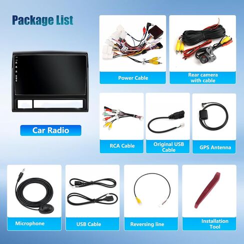 Android 13 4Core 64G Upgrade Car Radio Stereo for Toyota Tacoma 2005-2015 with CarPlay & Android Auto Head Unit, 9" QLED IPS Touchscreen/GPS Navigation/HD Backup Camera/SWC/FM in Saudi Arabia