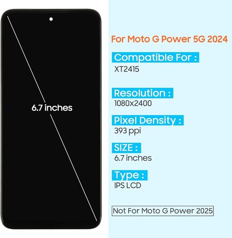 for Motorola Moto G Power 5G 2024 Screen Replacement for Moto G Power 2024 LCD Display Digitizer for Motorola G Power XT2415 XT2415-1 XT2415-5 LCD Screen Assembly with Frame in Saudi Arabia