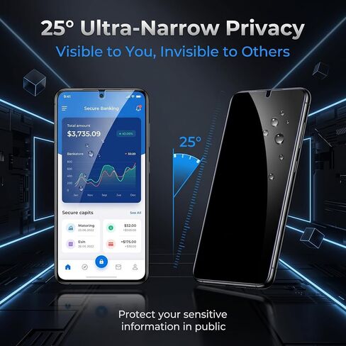 Geviaho For Samsung Galaxy S21 Plus Privacy Screen Protector 2+2 Pack, Anti Spy Tempered Glass 9H Hardness with 2 Pack Camera Lens Protector, Private Guard Bubble Free Case Friendly for S21 Plus in Kuwait