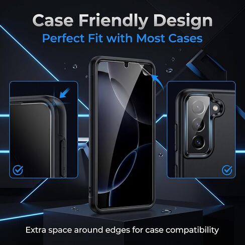 Geviaho For Samsung Galaxy S21 Plus Privacy Screen Protector 2+2 Pack, Anti Spy Tempered Glass 9H Hardness with 2 Pack Camera Lens Protector, Private Guard Bubble Free Case Friendly for S21 Plus in Kuwait