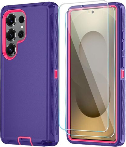 ONOLA Compatible with Samsung Galaxy S24 Ultra Case with HD Screen Protector, Heavy Duty Shockproof & Dropproof 3-Layer Cover Phone Case,DarkBlueGreen in Kuwait