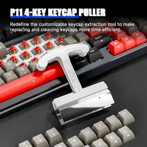 KEMOVE P10 & P11 Mechanical Keyboard Tool Kit,P10 2-in-1 Switch & Keycap Puller (304 Stainless Steel, Black Translucent) + P11 4-Key Keycap Puller (PC/420HC Steel, White) in Kuwait