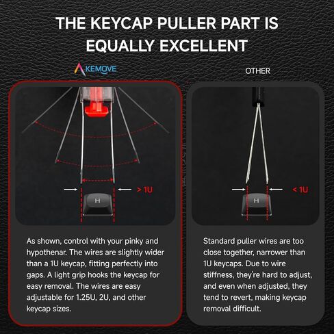 KEMOVE P10 & P11 Mechanical Keyboard Tool Kit,P10 2-in-1 Switch & Keycap Puller (304 Stainless Steel, Black Translucent) + P11 4-Key Keycap Puller (PC/420HC Steel, White) in Kuwait