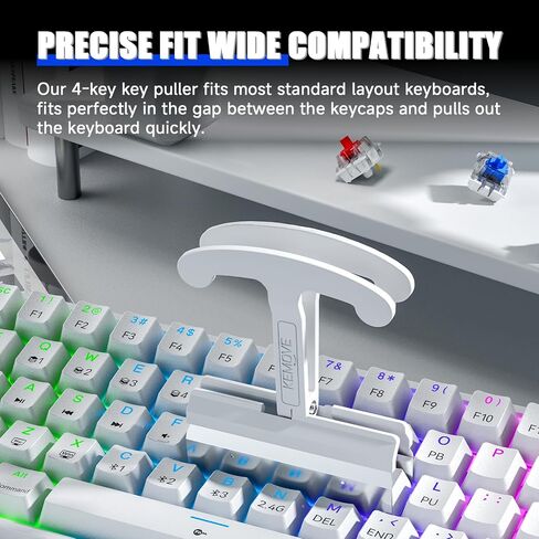 KEMOVE P10 & P11 Mechanical Keyboard Tool Kit,P10 2-in-1 Switch & Keycap Puller (304 Stainless Steel, Black Translucent) + P11 4-Key Keycap Puller (PC/420HC Steel, White) in Kuwait