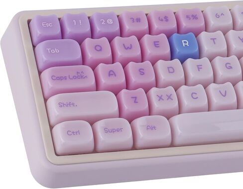 Ceramic Jade Purple Cat Keycaps, 148 Keys Translucent Creamy Jelly Cute Keycaps Mao Profile Custom Keycap for Cherry Gateron MX Swithes Mechanical Keyboards in Kuwait