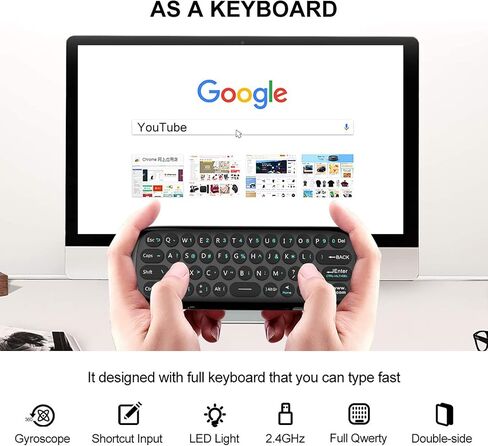Yatao W1 Universal TV Remote Air Mouse, Wireless Keyboard Fly Mouse 2.4GHz Connection Air Remote Keyboard Mouse for Android TV Box/PC/Smart TV/Projector/HTPC/All-in-one PC/TV1 in Kuwait