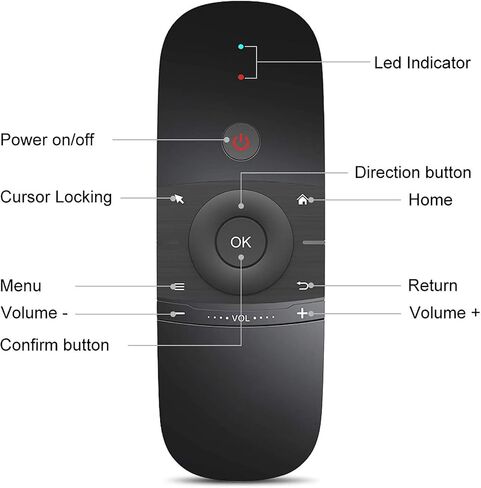 Yatao W1 Universal TV Remote Air Mouse, Wireless Keyboard Fly Mouse 2.4GHz Connection Air Remote Keyboard Mouse for Android TV Box/PC/Smart TV/Projector/HTPC/All-in-one PC/TV1 in Kuwait