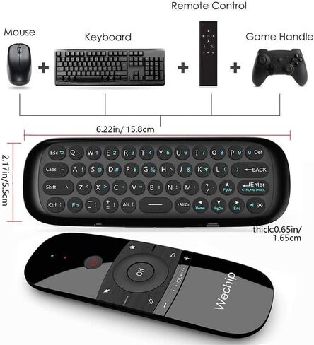 Yatao W1 Universal TV Remote Air Mouse, Wireless Keyboard Fly Mouse 2.4GHz Connection Air Remote Keyboard Mouse for Android TV Box/PC/Smart TV/Projector/HTPC/All-in-one PC/TV1 in Kuwait