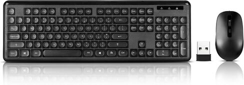 Wireless Keyboard Mouse Combo, Ultra-Slim USB Keyboard Silent Mouse Set, Water-Dropping Keycaps, 12 Shortcuts, 2.4GHz Wireless Connection for PC Laptop Windows XP/7/8/10, Vista, Mac (Black) in Saudi Arabia