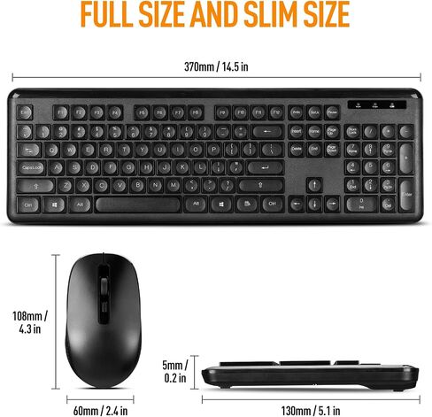 Wireless Keyboard Mouse Combo, Ultra-Slim USB Keyboard Silent Mouse Set, Water-Dropping Keycaps, 12 Shortcuts, 2.4GHz Wireless Connection for PC Laptop Windows XP/7/8/10, Vista, Mac (Black) in Saudi Arabia