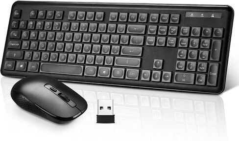 Wireless Keyboard Mouse Combo, Ultra-Slim USB Keyboard Silent Mouse Set, Water-Dropping Keycaps, 12 Shortcuts, 2.4GHz Wireless Connection for PC Laptop Windows XP/7/8/10, Vista, Mac (Black) in Saudi Arabia