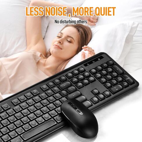 Wireless Keyboard Mouse Combo, Ultra-Slim USB Keyboard Silent Mouse Set, Water-Dropping Keycaps, 12 Shortcuts, 2.4GHz Wireless Connection for PC Laptop Windows XP/7/8/10, Vista, Mac (Black) in Saudi Arabia