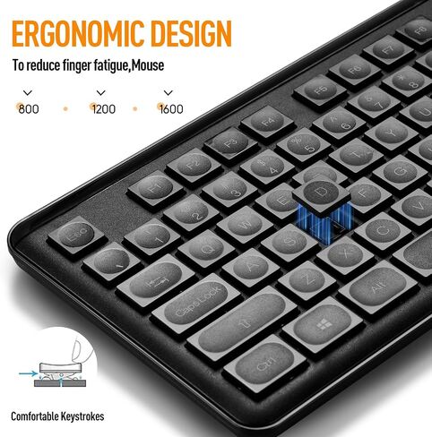 Wireless Keyboard Mouse Combo, Ultra-Slim USB Keyboard Silent Mouse Set, Water-Dropping Keycaps, 12 Shortcuts, 2.4GHz Wireless Connection for PC Laptop Windows XP/7/8/10, Vista, Mac (Black) in Saudi Arabia