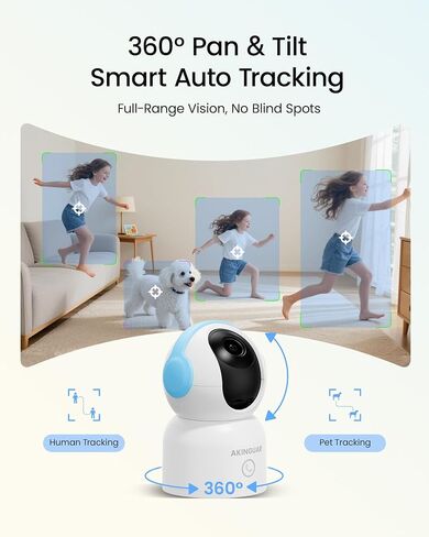 4K Indoor 360° PT Security Camera, Dual-Band WiFi with 64GB Memory Card in Kuwait