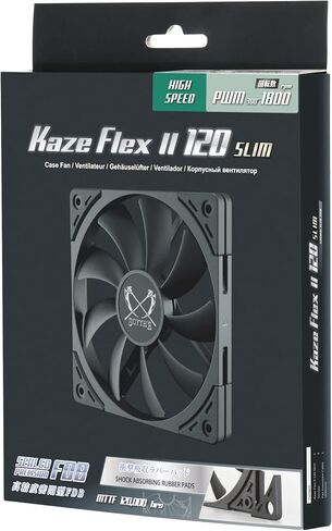 Scythe Kaze Flex II 120 Slim PWN Premium Slim PC Fan,120mm x 15mm, Fluid Dynamic Bearing, 4-Pin Connector (Kaze Flex II Slim, 1800RPM) in Saudi Arabia