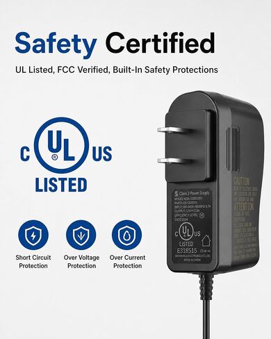 COMFIER 12V 2A Power Adapter Replacement for Massager, UL Listed AC DC Power Supply Charger Cord with 5.9FT Extra Long Cable, Compatible with Comfier Back Foot Massager, Massage Cushion & Mat in Saudi Arabia