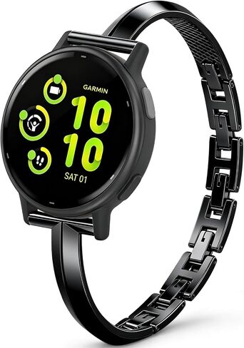 HSWAI Thin Metal Strap Compatible with Garmin Vivoactive 6 Watch Bands/Vivoactive 5/3/3 Music, 20mm Slim Dressy Stainless Steel Bracelet for Approach S50 S44 S42 S40/Venu Sq 2/Forerunner 165/55 in Kuwait