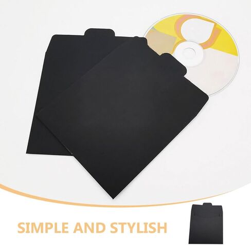 PartyKindom 100pcs Black Paper CD Dvd Sleeves Lightweight Tear-resistant CD Packaging Sleeves with Minimalist Elegant Design for Media Storage and Protection in Kuwait