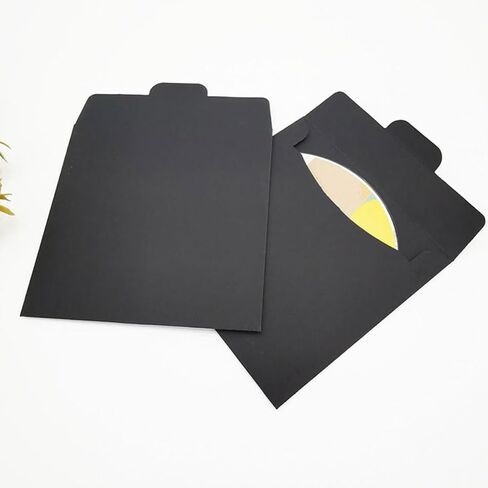 PartyKindom 100pcs Black Paper CD Dvd Sleeves Lightweight Tear-resistant CD Packaging Sleeves with Minimalist Elegant Design for Media Storage and Protection in Kuwait