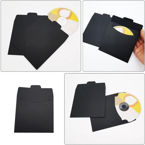 PartyKindom 100pcs Black Paper CD Dvd Sleeves Lightweight Tear-resistant CD Packaging Sleeves with Minimalist Elegant Design for Media Storage and Protection in Kuwait
