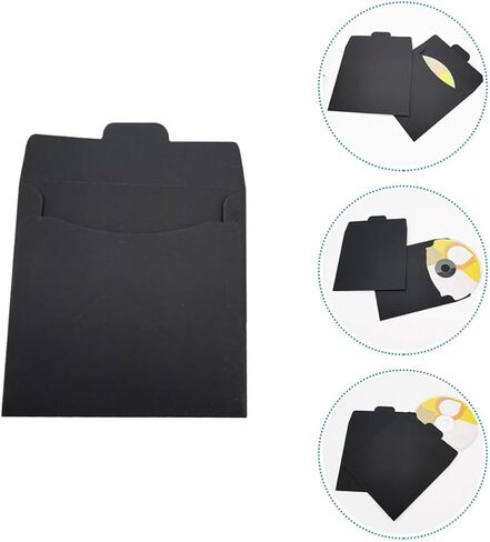 PartyKindom 100pcs Black Paper CD Dvd Sleeves Lightweight Tear-resistant CD Packaging Sleeves with Minimalist Elegant Design for Media Storage and Protection in Kuwait