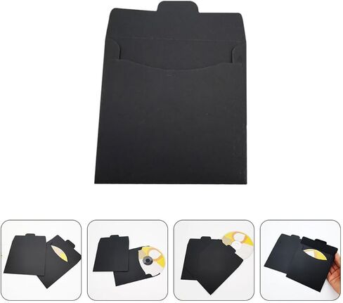 PartyKindom 100pcs Black Paper CD Dvd Sleeves Lightweight Tear-resistant CD Packaging Sleeves with Minimalist Elegant Design for Media Storage and Protection in Kuwait
