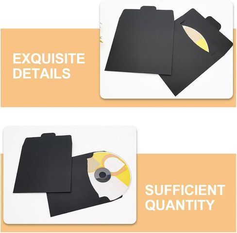 PartyKindom 100pcs Black Paper CD Dvd Sleeves Lightweight Tear-resistant CD Packaging Sleeves with Minimalist Elegant Design for Media Storage and Protection in Kuwait