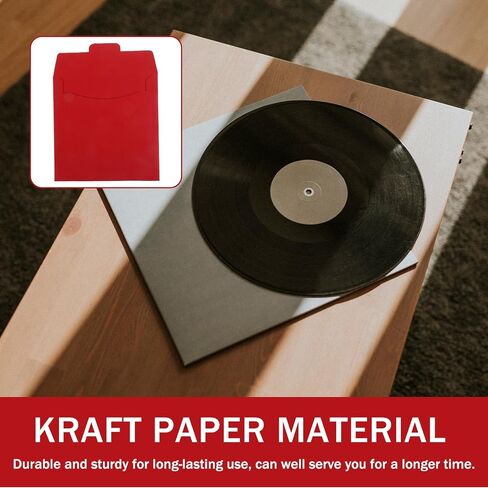 Holibanna 20pcs Kraft Paper CD Sleeves for Dvd and CD Storage, Protective Kraft Paper Envelopes with Easy Open and Close Flap, Red Chic Look Bags for Daily Life and Media Organization in Kuwait
