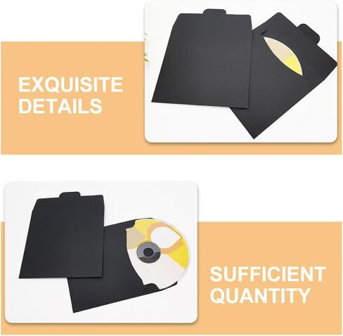 100pcs Black Paper CD Sleeves Lightweight and Portable Kraft Envelopes for CD Dvd Storage Holder Covers with Minimalist and Elegant Style in Kuwait