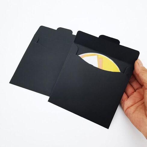 100pcs Black Paper CD Sleeves Lightweight and Portable Kraft Envelopes for CD Dvd Storage Holder Covers with Minimalist and Elegant Style in Kuwait