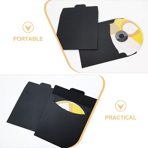 100pcs Black Paper CD Sleeves Lightweight and Portable Kraft Envelopes for CD Dvd Storage Holder Covers with Minimalist and Elegant Style in Kuwait