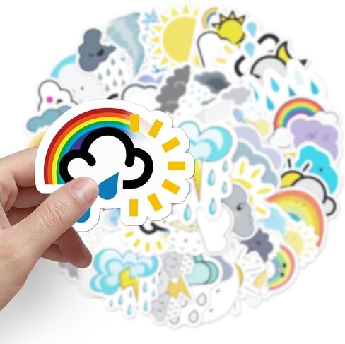 50 PCS Unique Waterproof Weather Icon Vinyl Stickers Pack in Kuwait