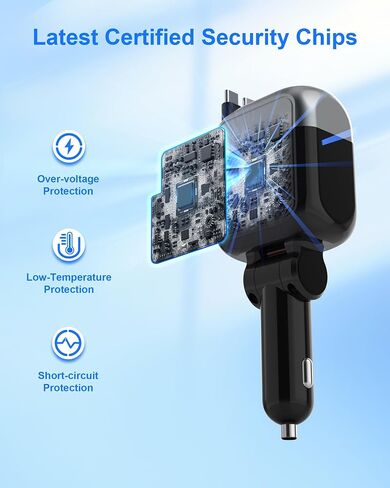 170W Dual USB C Retractable Car Charger, 4-in-1 Fast Charging Car Adapter in Kuwait
